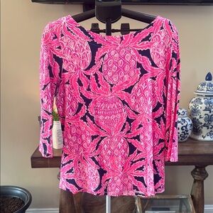 Lilly Pulitzer Pink and Navy Women's Top
